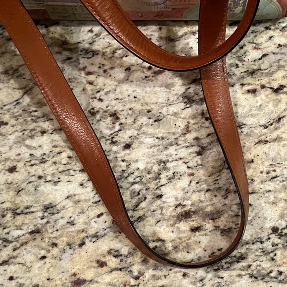 Fossil Vintage Travel Print Satchel Shoulder Bag Brown Leather Handles Cream - Picture 6 of 16